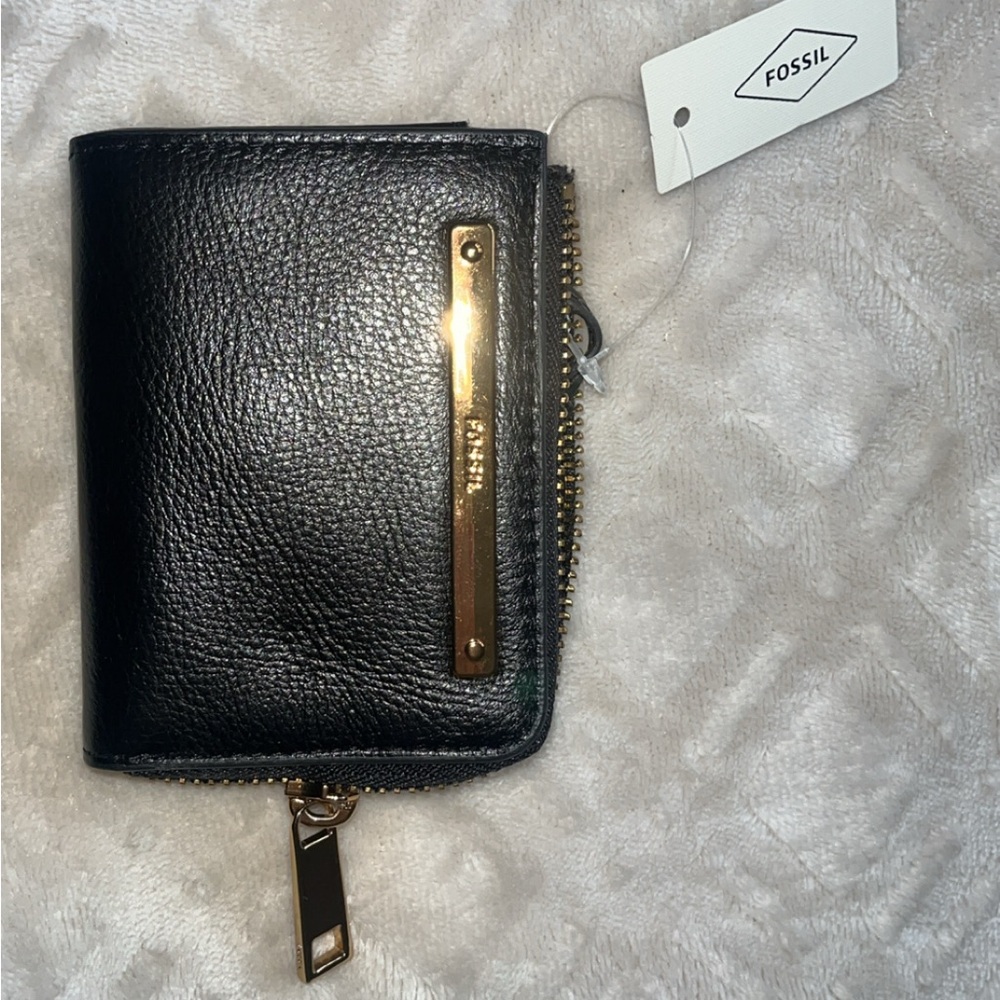 New Fossil Black Leather Card Wallet